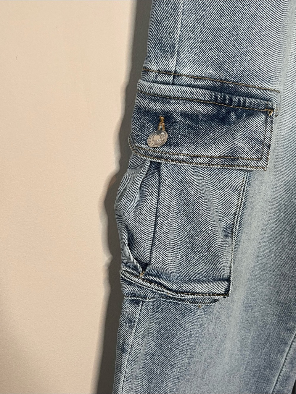JUICY COUTURE Denim Cargo Wide Leg Jeans Pink Logo Size 0 Y2K - Picture 7 of 7